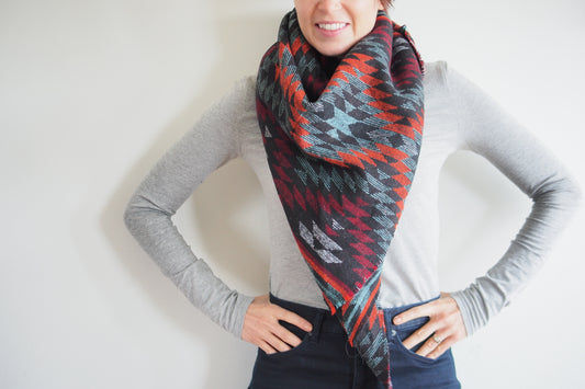 Orange, Red, Mint and Blank Southwest Triangle Scarf