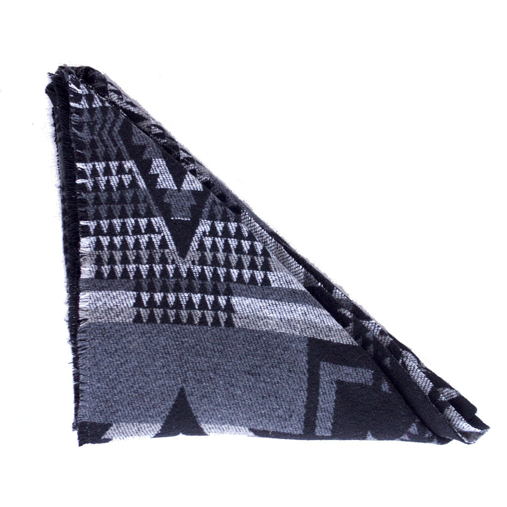 Black White and Grey Southwest Print Triangle Scarf