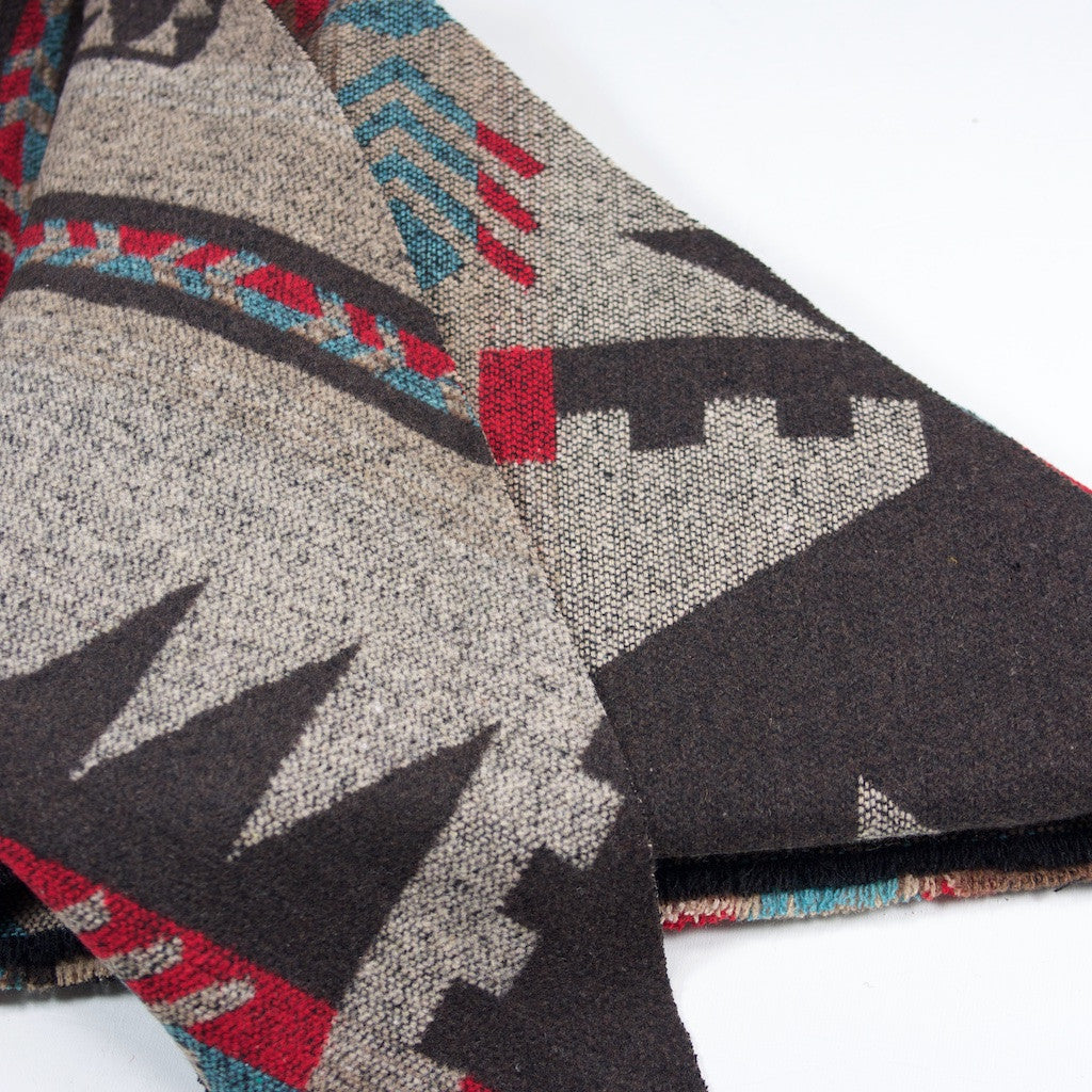 Beige, Black Blue and Red Southwest Triangle Scarf