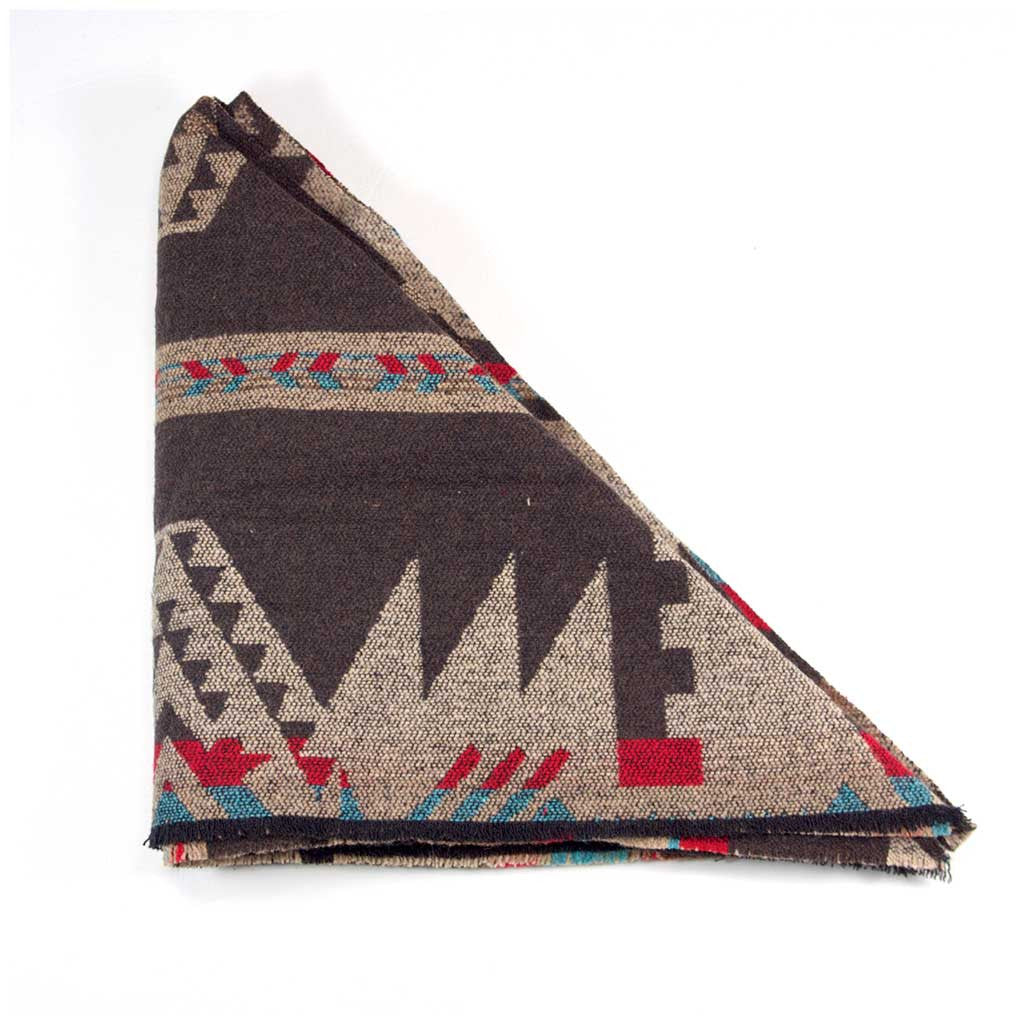 Beige, Black Blue and Red Southwest Triangle Scarf
