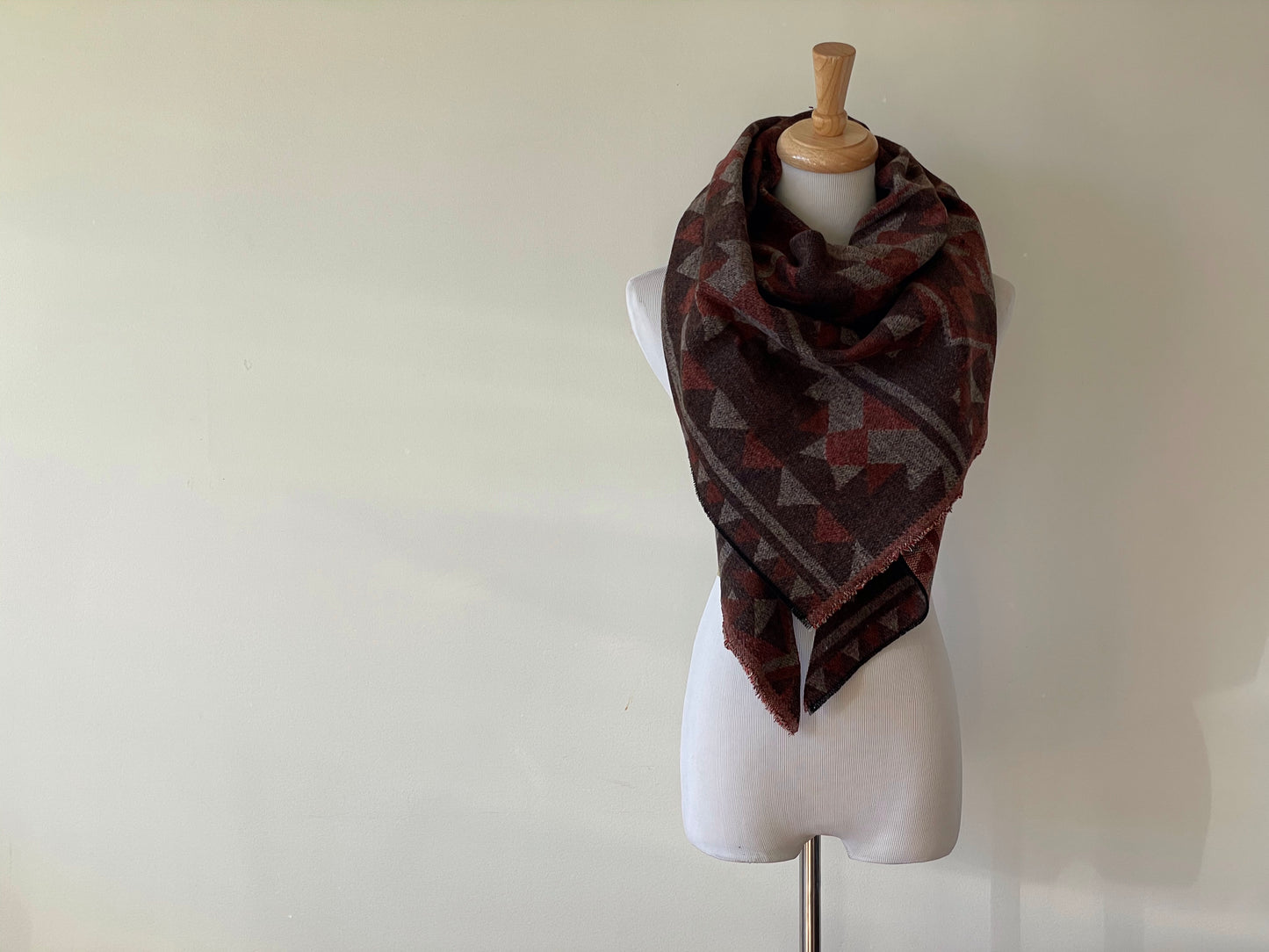 Brown, beige and orange Triangle Scarf