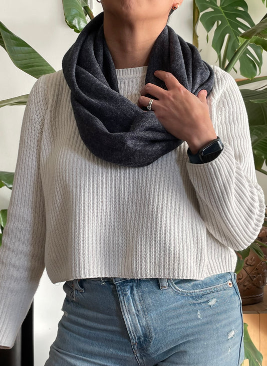 Navy Sweater Smooth Knit Infinity Scarf