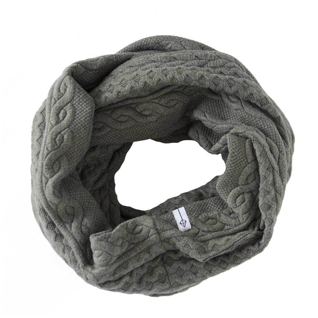 Olive Cable Knit Sweater Infinity Scarf