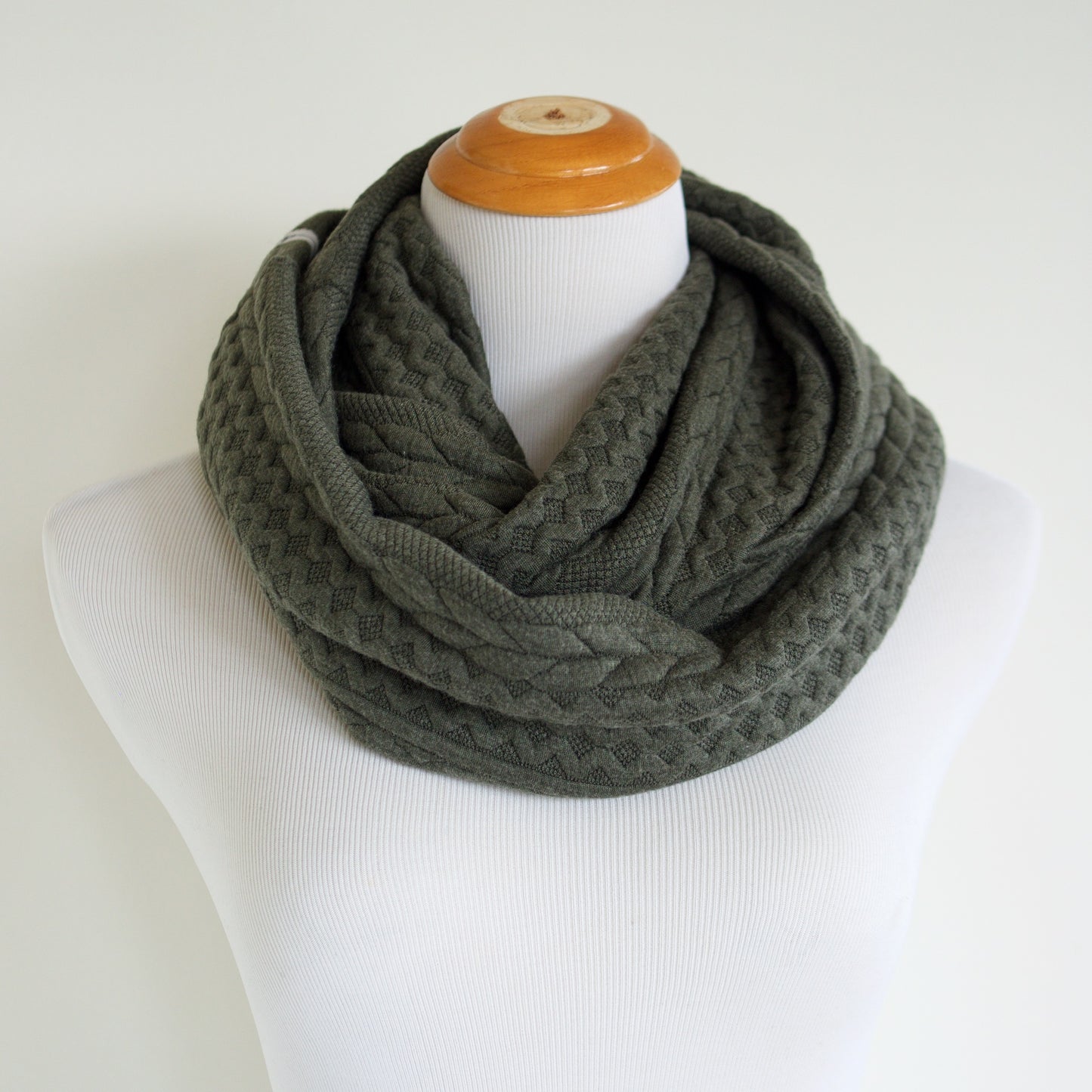 Olive Cable Knit Sweater Infinity Scarf